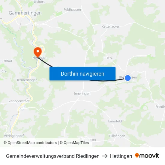 Gemeindeverwaltungsverband Riedlingen to Hettingen map