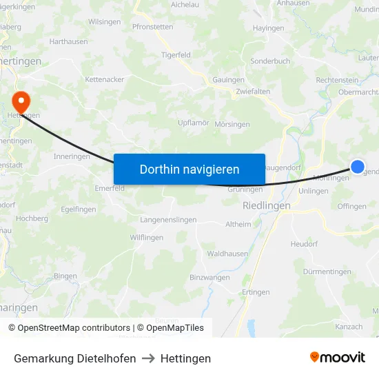 Gemarkung Dietelhofen to Hettingen map