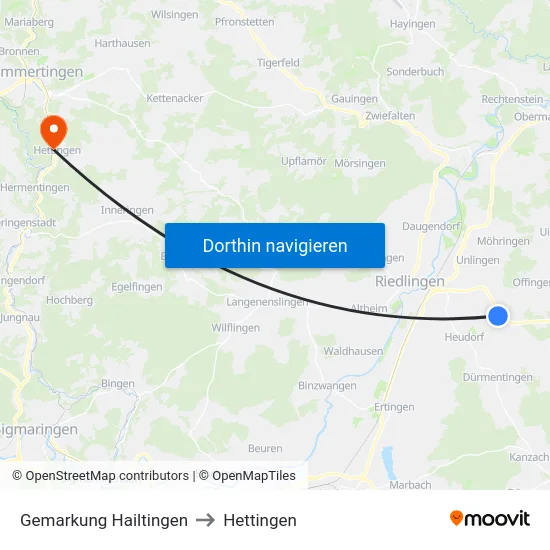 Gemarkung Hailtingen to Hettingen map