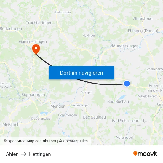 Ahlen to Hettingen map