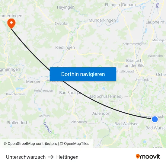 Unterschwarzach to Hettingen map