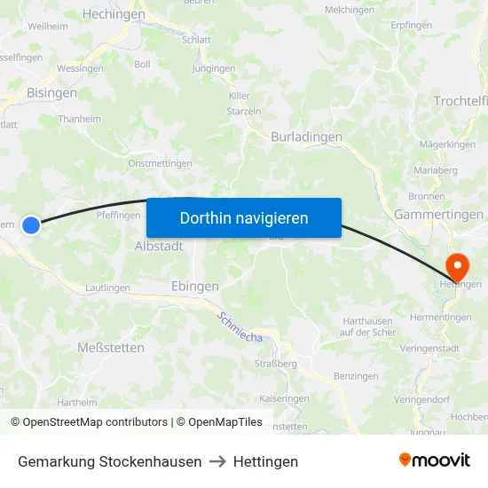 Gemarkung Stockenhausen to Hettingen map