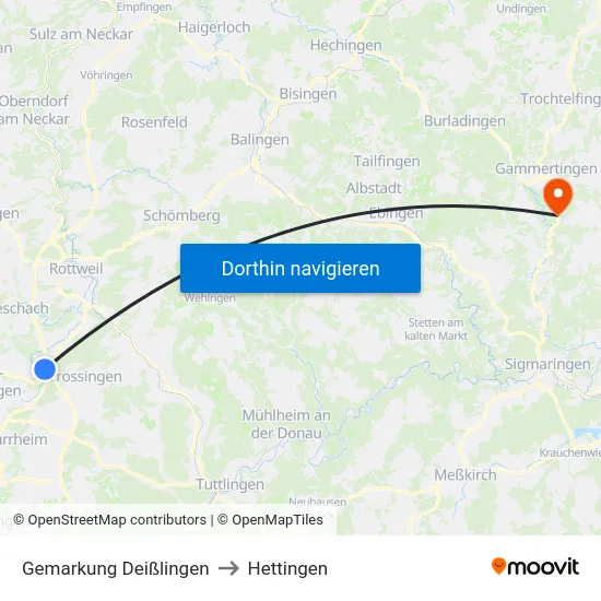 Gemarkung Deißlingen to Hettingen map