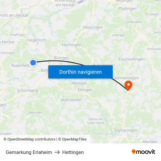 Gemarkung Erlaheim to Hettingen map