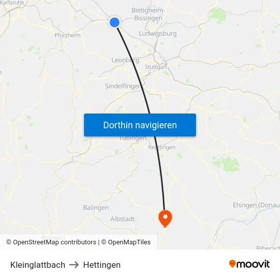 Kleinglattbach to Hettingen map