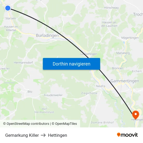 Gemarkung Killer to Hettingen map