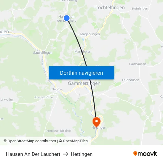 Hausen An Der Lauchert to Hettingen map