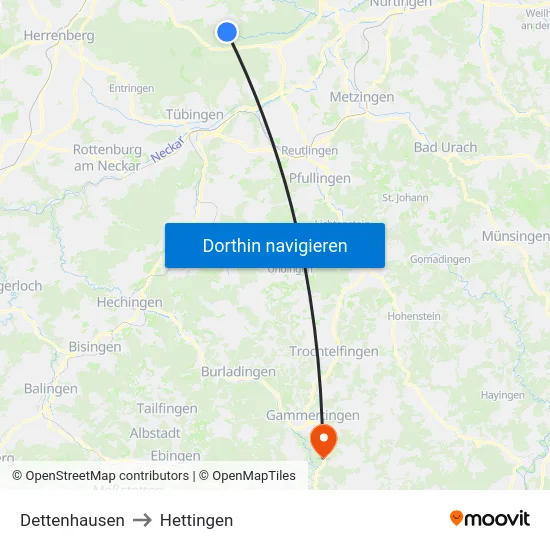 Dettenhausen to Hettingen map