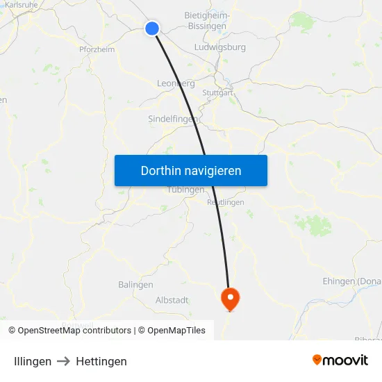 Illingen to Hettingen map