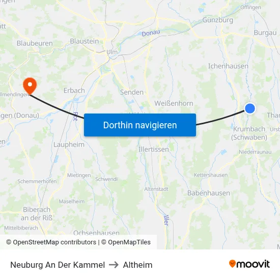 Neuburg An Der Kammel to Altheim map