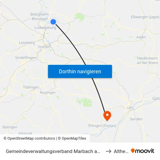 Gemeindeverwaltungsverband Marbach am Neckar to Altheim map