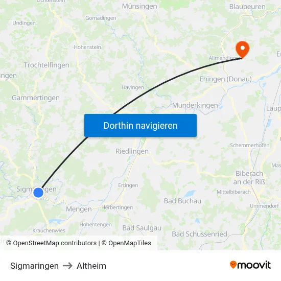 Sigmaringen to Altheim map