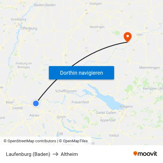 Laufenburg (Baden) to Altheim map
