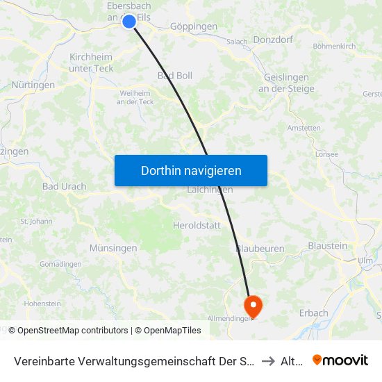 Vereinbarte Verwaltungsgemeinschaft Der Stadt Ebersbach An Der Fils to Altheim map
