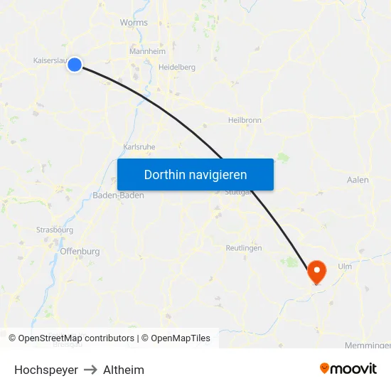 Hochspeyer to Altheim map