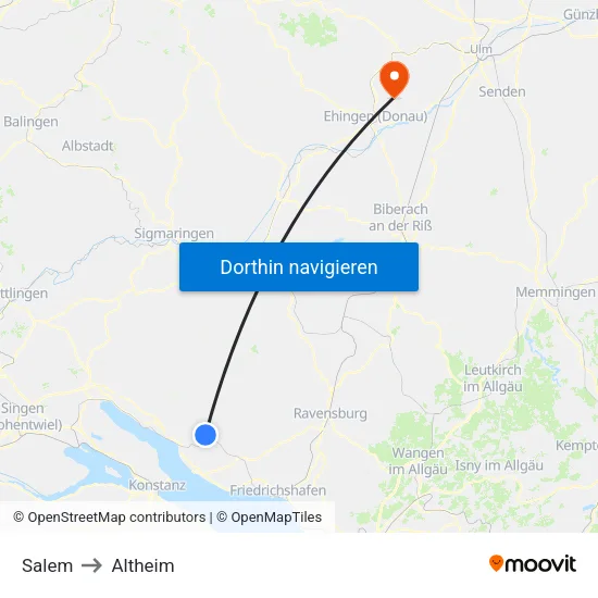 Salem to Altheim map