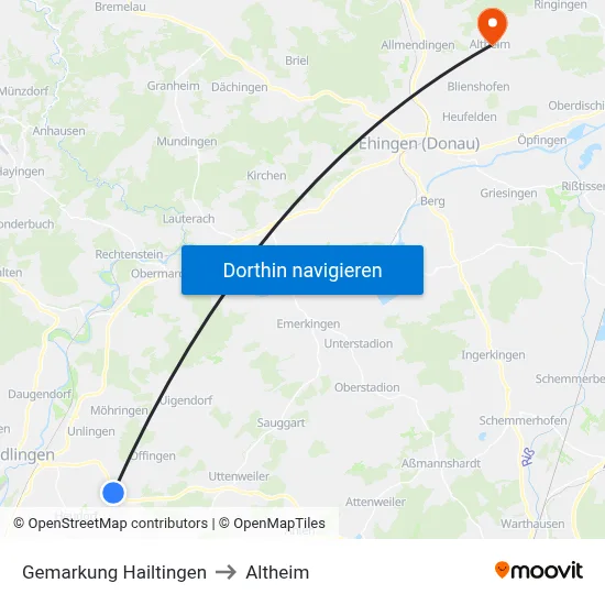 Gemarkung Hailtingen to Altheim map