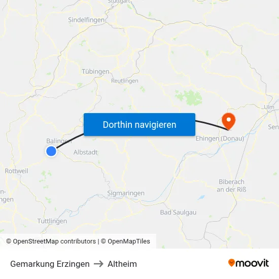 Gemarkung Erzingen to Altheim map