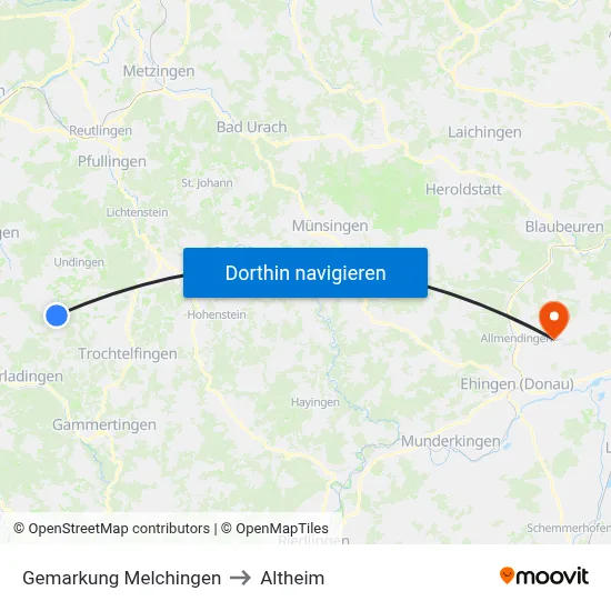 Gemarkung Melchingen to Altheim map