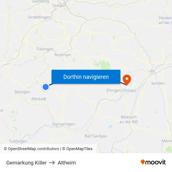 Gemarkung Killer to Altheim map