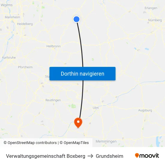 Verwaltungsgemeinschaft Boxberg to Grundsheim map