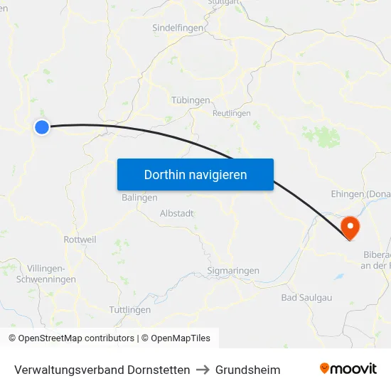 Verwaltungsverband Dornstetten to Grundsheim map