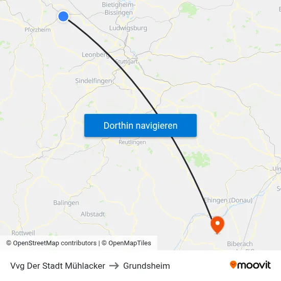 Vvg Der Stadt Mühlacker to Grundsheim map