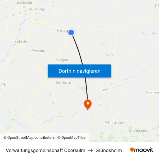 Verwaltungsgemeinschaft Obersulm to Grundsheim map