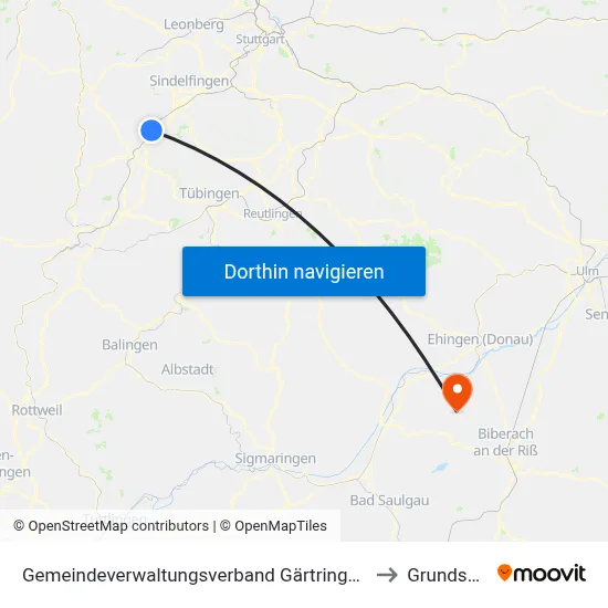 Gemeindeverwaltungsverband Gärtringen/Ehningen to Grundsheim map