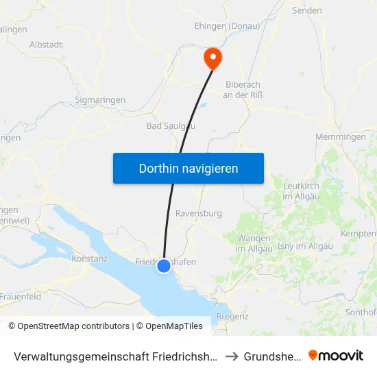 Verwaltungsgemeinschaft Friedrichshafen to Grundsheim map