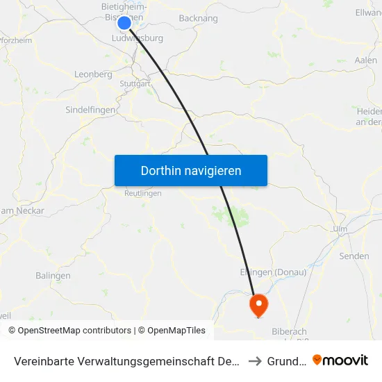 Vereinbarte Verwaltungsgemeinschaft Der Stadt Bietigheim-Bissingen to Grundsheim map