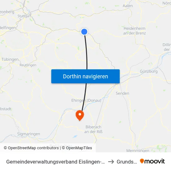 Gemeindeverwaltungsverband Eislingen-Ottenbach-Salach to Grundsheim map
