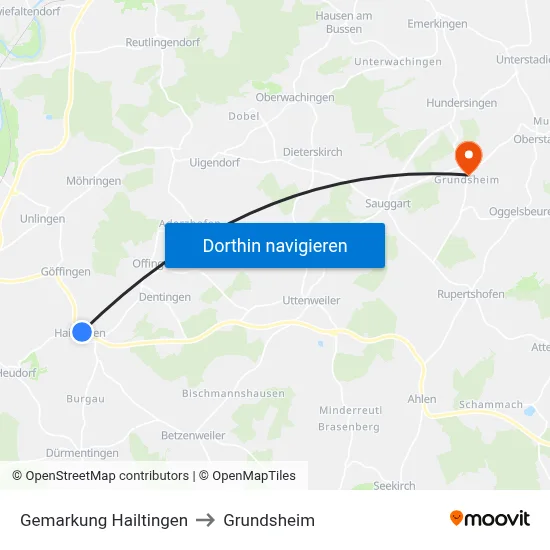 Gemarkung Hailtingen to Grundsheim map