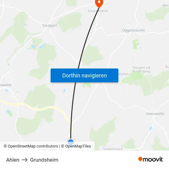 Ahlen to Grundsheim map