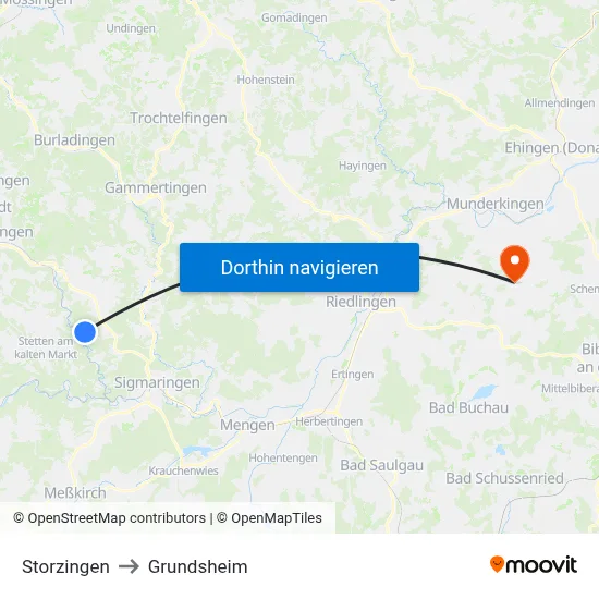 Storzingen to Grundsheim map