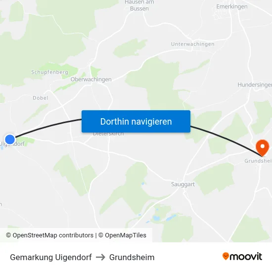 Gemarkung Uigendorf to Grundsheim map