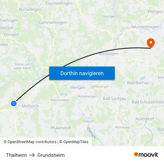 Thalheim to Grundsheim map