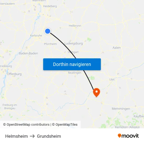 Helmsheim to Grundsheim map