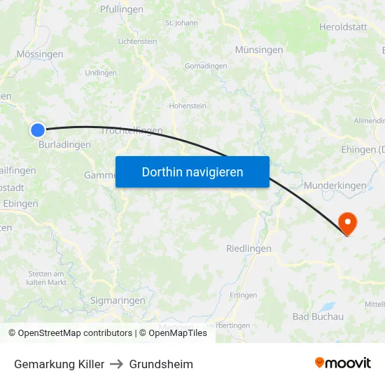 Gemarkung Killer to Grundsheim map