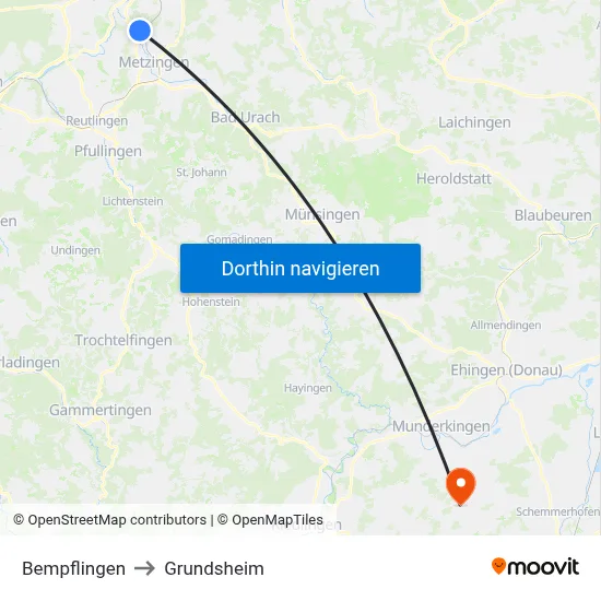 Bempflingen to Grundsheim map