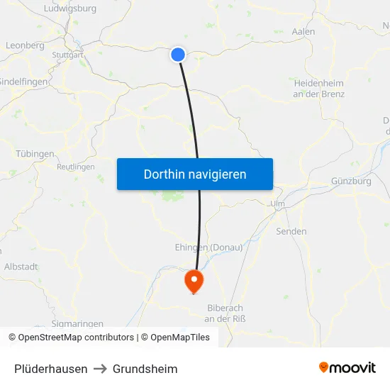 Plüderhausen to Grundsheim map