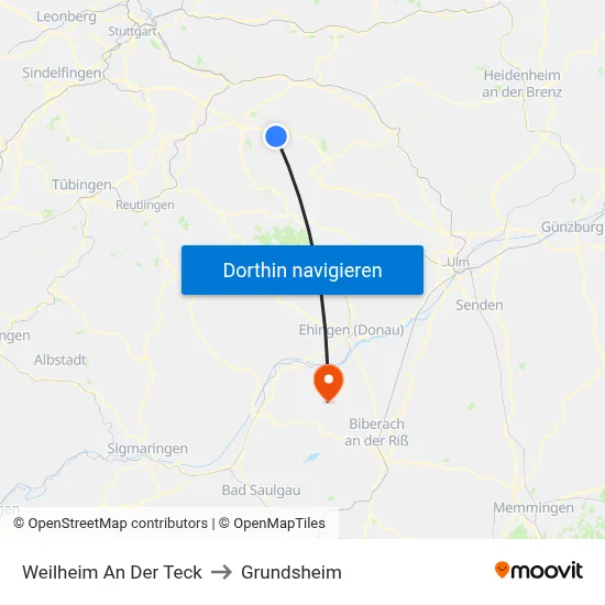 Weilheim An Der Teck to Grundsheim map