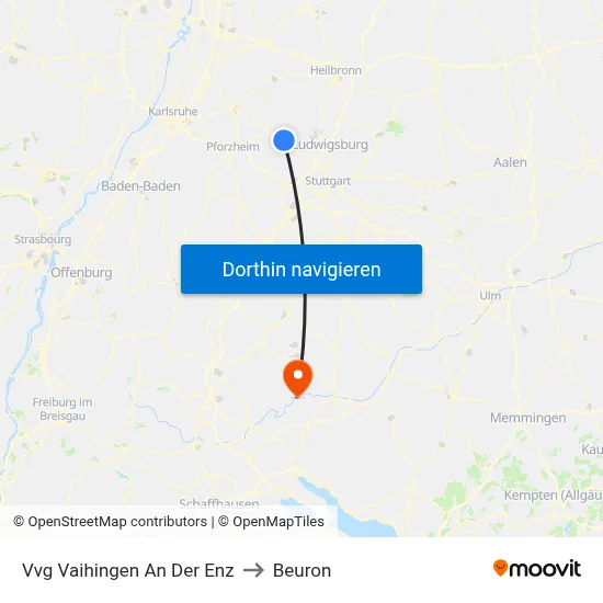 Vvg Vaihingen An Der Enz to Beuron map
