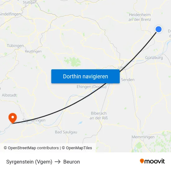 Syrgenstein (Vgem) to Beuron map