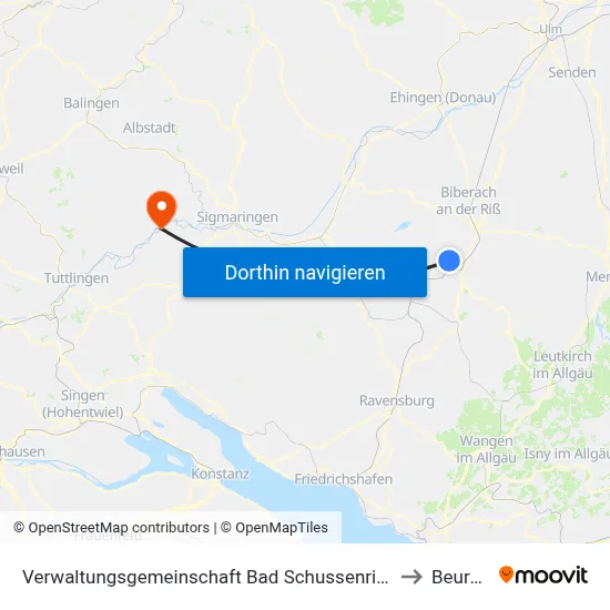 Verwaltungsgemeinschaft Bad Schussenried to Beuron map