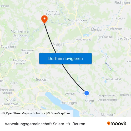 Verwaltungsgemeinschaft Salem to Beuron map