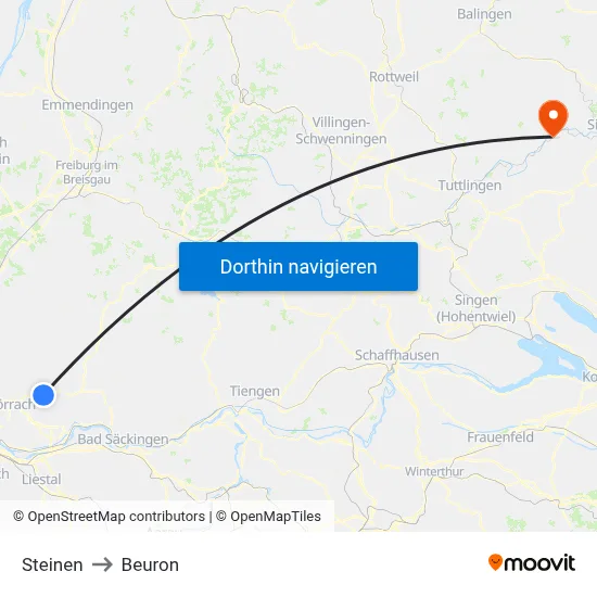 Steinen to Beuron map