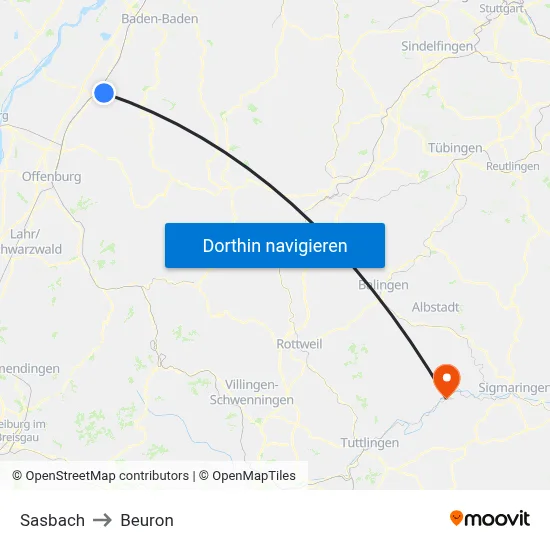 Sasbach to Beuron map