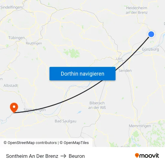 Sontheim An Der Brenz to Beuron map