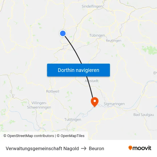 Verwaltungsgemeinschaft Nagold to Beuron map